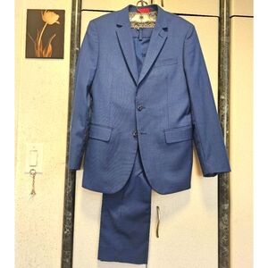Men's 2 Piece Suit, Single Breasted, Blue, 40R/34R